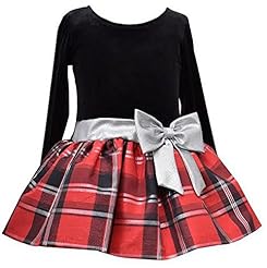Girls Plaid Print Taffeta   Dress With a Bow(s)