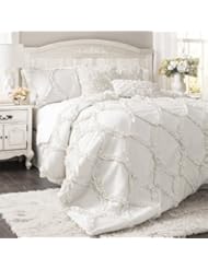 Home: Lush Decor Avon 3-Piece Comforter Set, Queen, White - Triangle Home Fashions