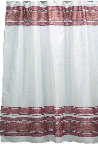Carnation Home Fashions Fleur 6-Feet by 6-Feet Fabric Shower Curtain, Burgundy