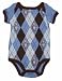 Dr. Seuss Newborn Boys Blue Argyle Cat in the Hat Print Onesie Bodysuit, 6M