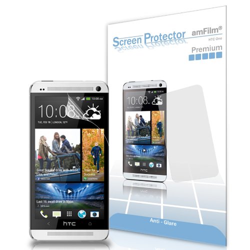 amFilm HTC One M7 Screen Protector (2013) Premium Anti-Glare/Anti-Fingerprint (3-Pack) [Lifetime Warranty]