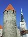 St. Olaf's Church and Town, Wall with Towers, Tallinn, Estonia Architecture Photographic Poster Print by Keren Su, 12x16