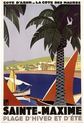 Canvas Gallery Wrap Sainte-Maxime Vintage Ad Art Print Poster - 24x36 by Rich and Framous