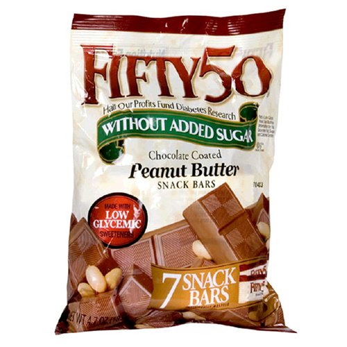 Fifty-50 Chocolate Coated Peanut Butter Bars, 4.7-Ounce Bars (Pack of 8) by Fifty-50