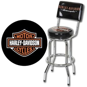 Harley-Davidson� Bar and Shield Bar Stool w Backrest by Roadhouse Collection� HDL-12204