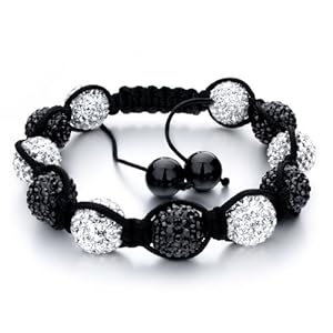 Pugster Pairs Black White Ball Lace Style Adjustable Lace Bracelet Gift For Women Crystal Swarovski Crystal Shamballa Wrist Chain Balls Lace Bracelet 36 Colors To Choose From