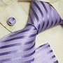 NEW Designer Purple Stripes 100% Jacquard Woven Silk Tie Hanky Mens Necktie and Cuff Links Ties Cufflinks and Handkerchiefs Set H5027