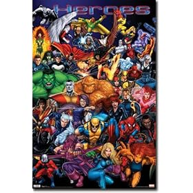 Marvel Heroes Diptych Art Print Poster - 22x34