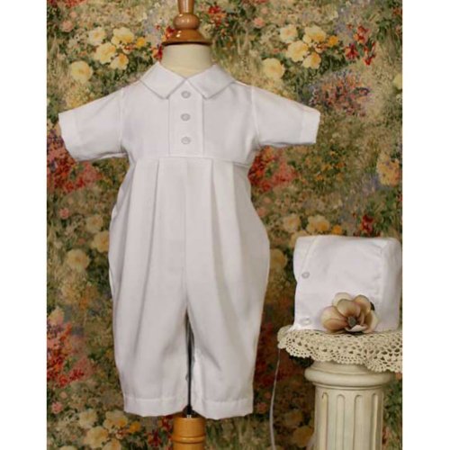Gabardine One-Piece Christening Outfit with Buttons