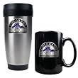 Colorado Rockies MLB Stainless Steel Travel Tumbler & Black Ceramic Mug Set - Primary Logo by Great American Products