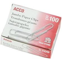 ACCO Economy Jumbo Paper Clips, Smooth, Jumbo, 100/Box, 10 Boxes (72580)