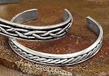 Oxidized Sterling Silver Men's Cuff Bracelet, 8.5mm with Rope Design