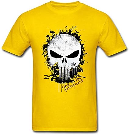 Liwon Young Marvel Comics Punisher Skull Logo 100% Cotton T Shirt Yellow XXXL