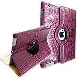 Fintie(TM) Crocodile Purple 360 Degree Rotating Stand Smart Cover Leather Case Unique and Stylish Pattern for Apple iPad 2 2nd Generation (with wake/sleep capability)