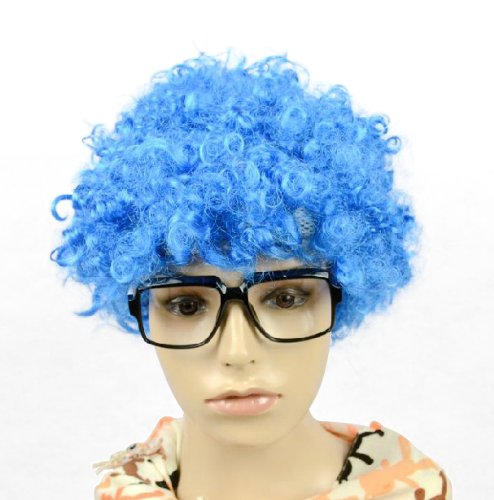 W-Supplier Sport Blue Fan Wigs for Boy and Girl (Model:W-supplier-00047)