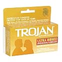 Trojan Ultra Ribbed Latex Condoms, Spermicidal Lubricant, 12-Count Boxes (Pack of 3)