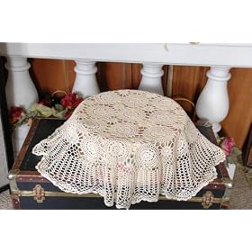 Crochet Table Linen 100% Cotton Hand Made 72x144  White Color by OctoRose