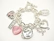 Pink Ribbon Breast Cancer Awareness Multicharm Toggle Bracelet with Keep the Faith Locket