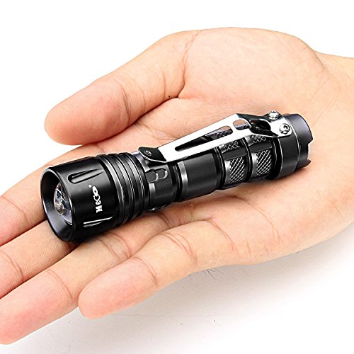 MECO Mini LED Flashlight Adjustable Beam 3 Mode ME07 EDC Torch Powered by AA Battery Not Included