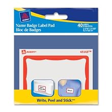 Avery Border Name Badge Label Pad, Red, 40 Labels (45143)
