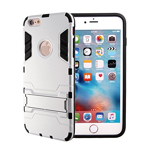 iPhone 6 Case, iPhone 6S Case, JXD® [Kickstand Feature] Heavy Duty Hybrid Dual Layer Armor Defender Full Body Protective Case Cover (iPhone 6/6S Silver)