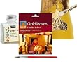 Pebeo / Gedeo Gold Leaf Kit - 25 leaves Gold Coloured Gilding Foil + Fine Gilding Brush + Fixing Paste 75ml + Pasting Brush