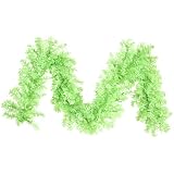 Pack of 2 Pre-Lit Chartreuse Wide Cut Laser Tinsel Christmas Garlands 9' x 14