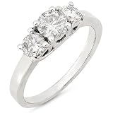 Three Stone Round Brilliant Diamond Ring 1.00ctw (HI/I1) in Platinum