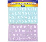 BAZIC 20 mm Transparent Lettering Stencil Ruler Sets, 2 Per Pack, Colors may vary