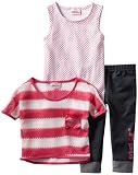 Little Lass Girls 2-6X 3 Piece Set with Denim Look Legging