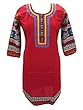 Red Tunic Traditional Hemline Printed Kurti Rayon