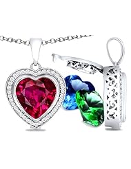 Switch-It Gems (tm) Heart Shape 10mm Stone Pendant with 12 Interchangeable Simulated Birthstones