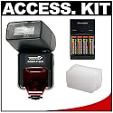 Phoenix DZBIS-112iTTL Digital Autofocus Flash (E-TTL II, E-TTL, TTL) + Sto-Fen Omni-Bounce Diffuser + 4 Batteries & Charger for Canon EOS Rebel XTi