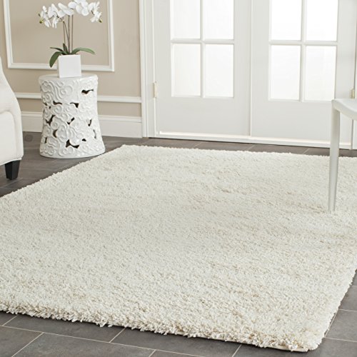 Safavieh California Shag Collection SG151-1212 Ivory Square Area Rug, 8 feet 6 inches Square (8'6