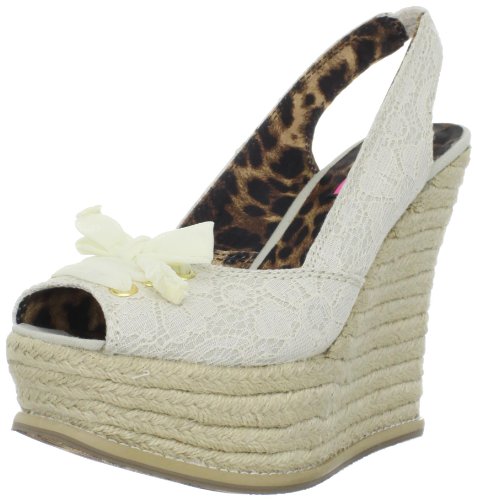 Betsey Johnson Women's FFAB Slingback Espadrille,Natural Lace,5.5 M US