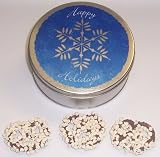 Scott's Cakes Milk Chocolate Covered Pretzel with White Chocolate Chips in a Mini Snowflake Tin