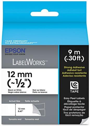 LabelWorks Strong Adhesive LC Tape Cartridge, 1/2", Black on White