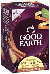 Good Earth Original Sweet & Spicy  Caffeine Free    Tea Bags, Net Wt 1.4 Oz  18-Count, Boxes (Pack of 6)