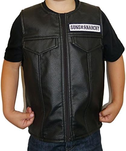 Sons of Anarchy Embroidered Top Rocker Patch Kids Black Faux Leather Vest (S(4))