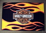 Harley Davidson Motorcycle Flames Large Area Rug