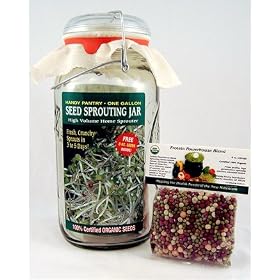 One Gallon Glass Sprouter Jar w/ Sprouting Strainer: Grow Sprouts: Includes 2 Oz. Organic Alfalfa Sprout Seeds & Sprouting Instructions