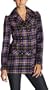 Kensie Girl Juniors' Plaid Coat,Black Multi,Large