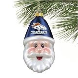 Denver Broncos Blown Glass Santa Cap Ornament