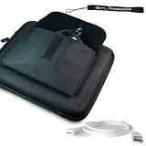 Premium Slim Hard Nylon Cube Case with Pocket for Apple iPad 16GB, 32GB, 64GB Wi-Fi and WiFi + 3G + Includes a 4-inch eBigValue (TM) Determination Hand Strap + USB 2.0 Data Sync Cable for Apple Ipad