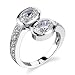 Perfect Duo: Sterling Silver Size 7 Bypass Style Promise Ring with Bezel set CZ Diamonds