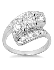 14k White Gold Diamond Vintage Bypass Ring (0.85 cttw)