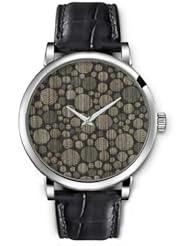 SPRAWL Aanalog Fashion Series Silver Ladies Watches of Genuine Black Leather Strap,Unique Wrist Watch for Women Girls Designed with Circles of different sizes