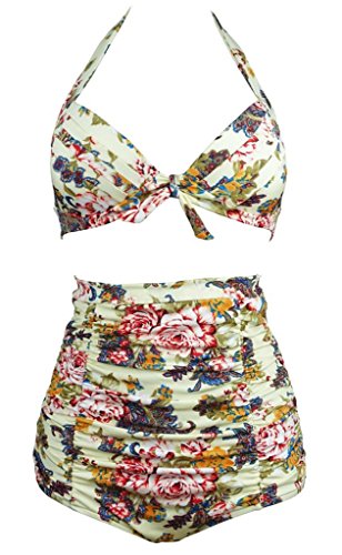 Staringirl Flora Polka Vintage High Waisted Bikini Swimsuits Swimwear