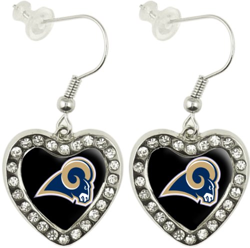 NFL St. Louis Rams Crystal Heart Earrings with Team Logo