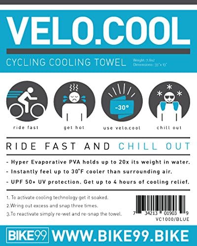 VELO COOL Cycling Cooling Towel. The VeloCool Towel, Revolutionary Moisture Absorbing PVA Material. Stay Cool for Hours.
